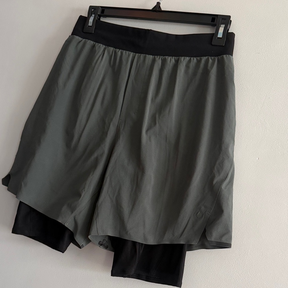 Lululemon Athletica Black and Green Shorts
